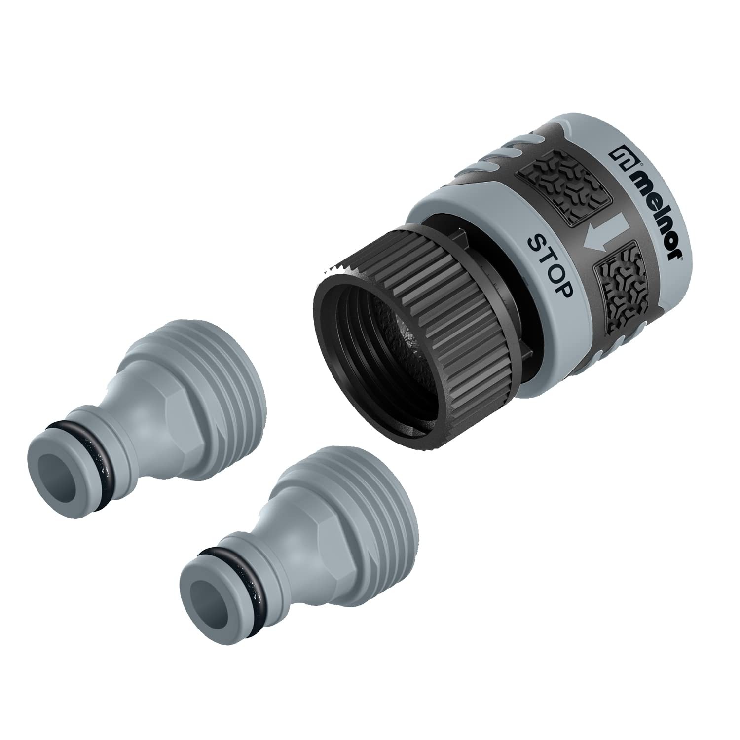 Melnor 65180AMZ 3 Piece Quick Connect Starter Set 3 pcs Set, Grey, Black