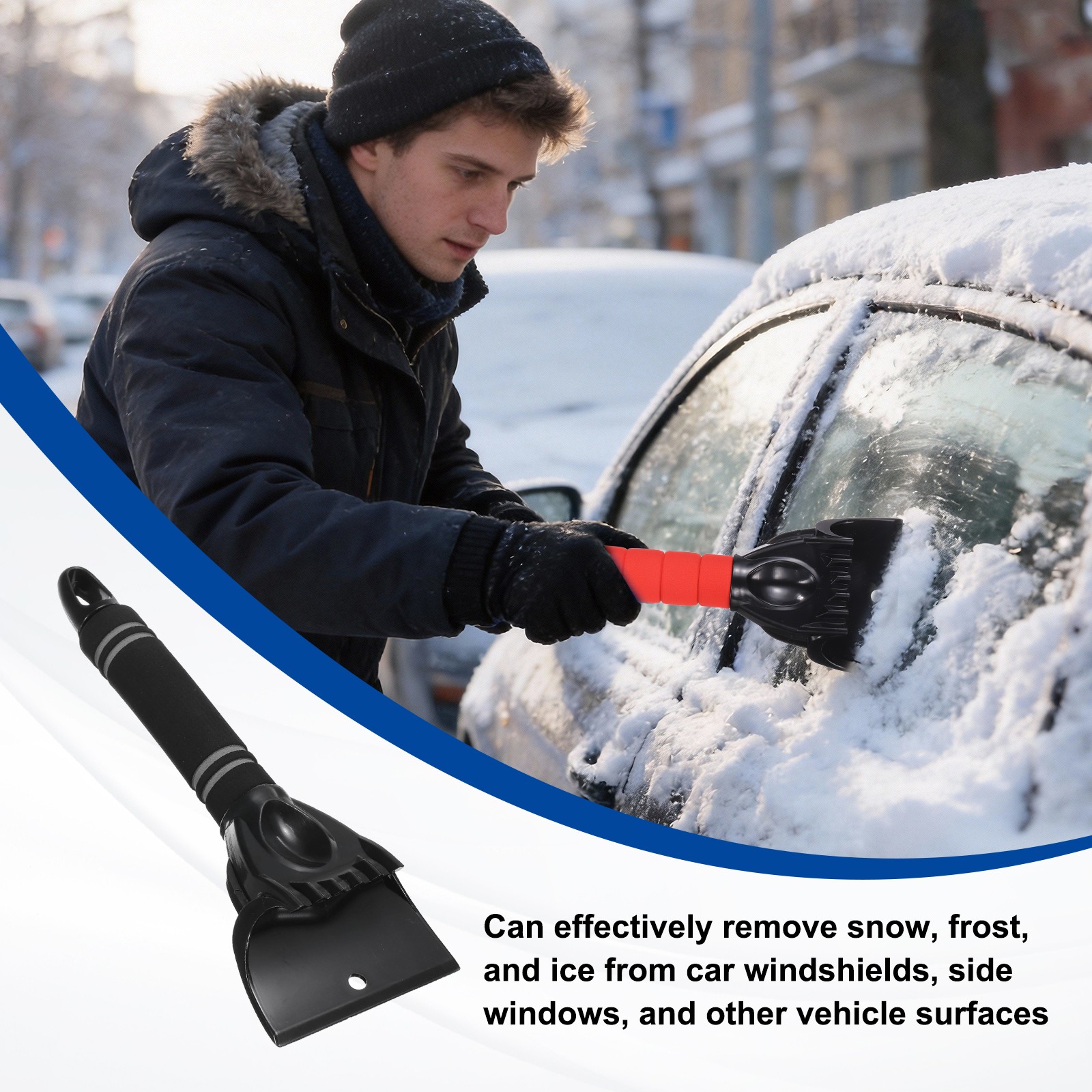 2Pcs Car Ice Scraper 10\" x 4\" for Windshield, Grey/Black