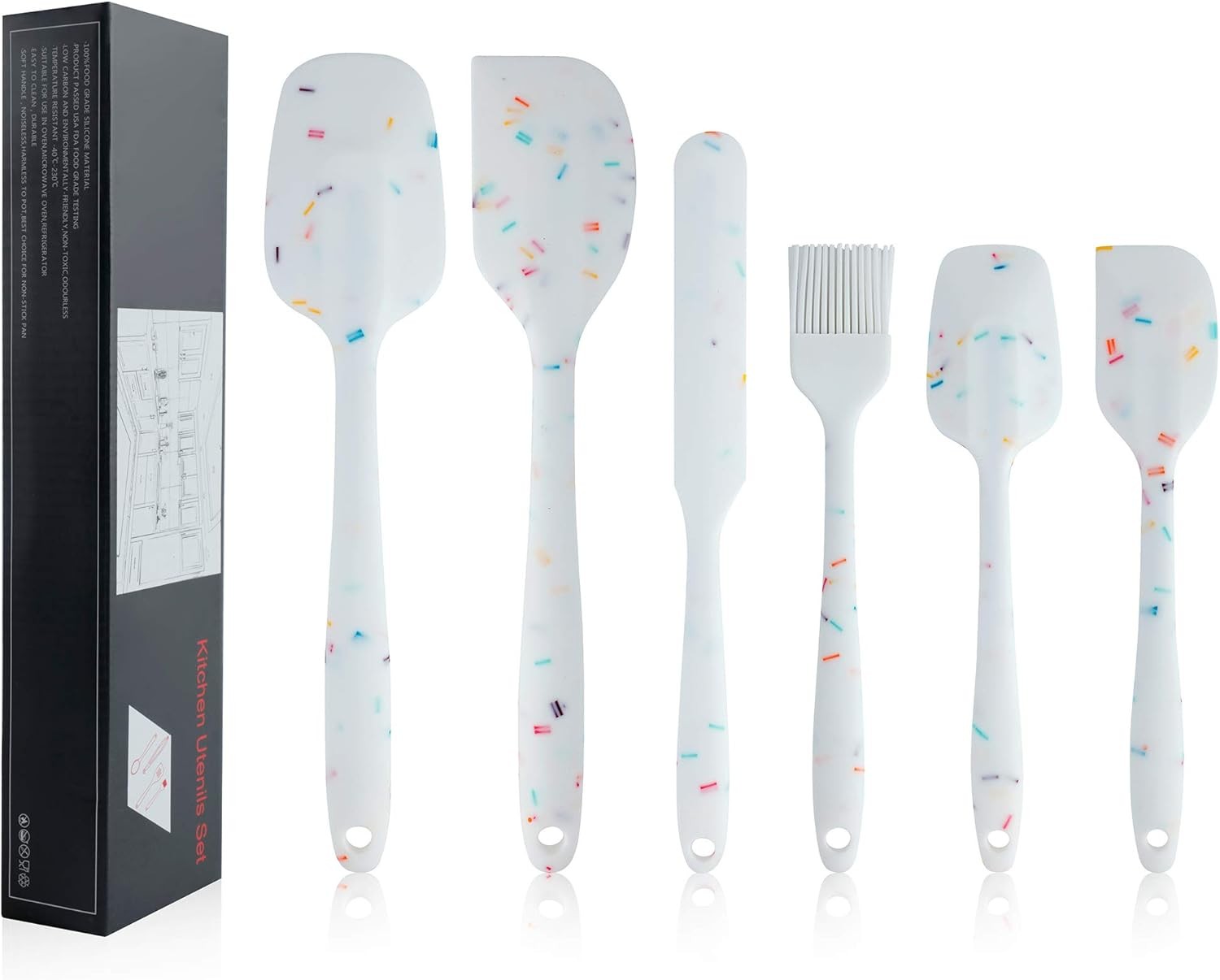 Silicone Spatula Set 6 Piece Heat Resistant Rubber 3 inches, Multicolor