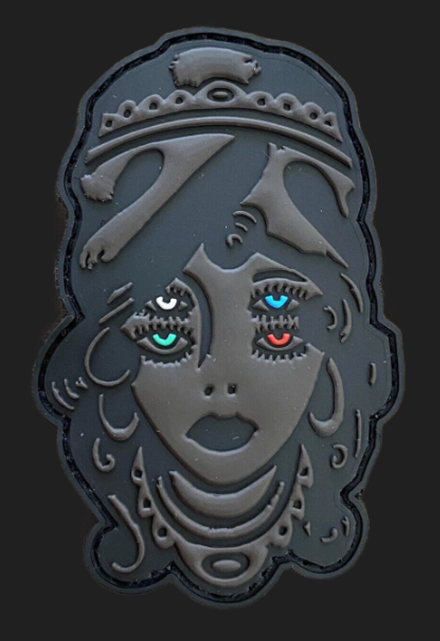 WRMFZY FULL SIZE GYPSY PVC PATCH BLACK & GREY WITH MULTICOLOR EYES CAVE NEW