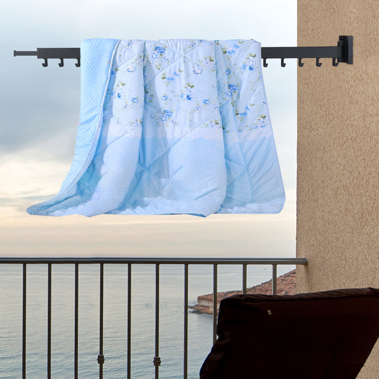 Clothes Drying Rack Laundry Organizer Folding Retractable Wall Mount Hanger