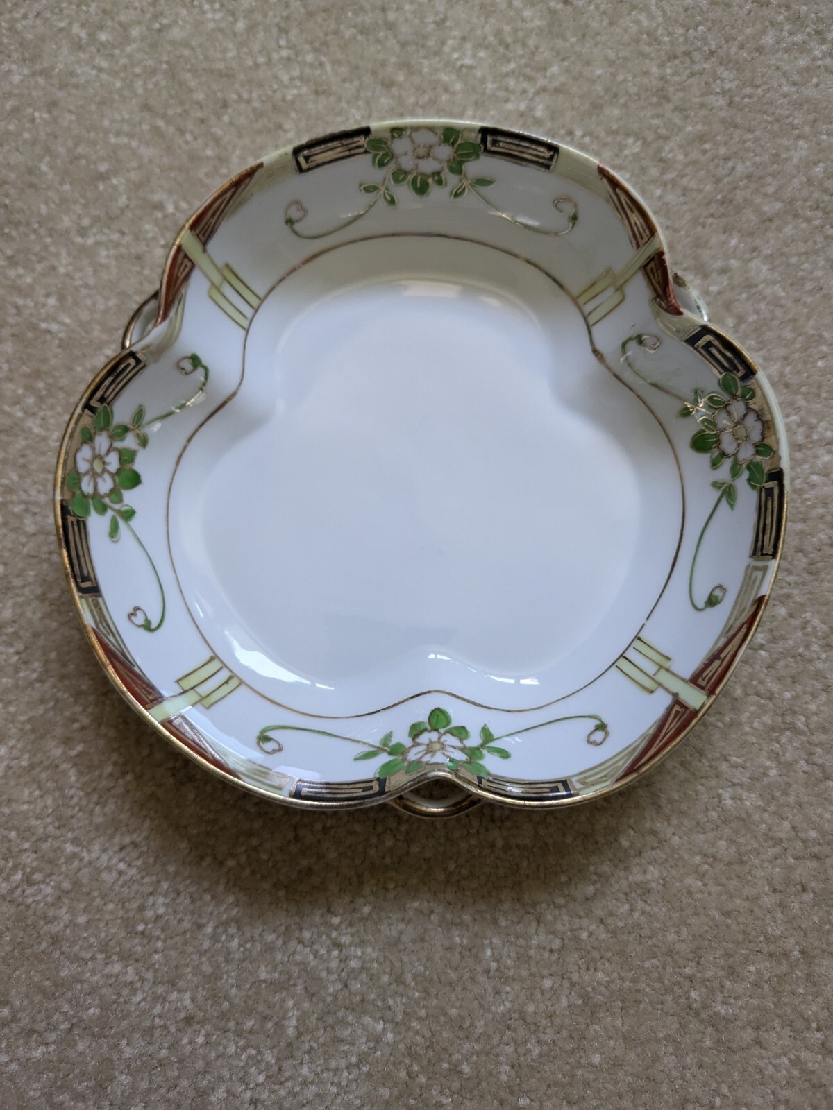 VTG NIPPON CANDY/TRINKET DISH HANDPAINTED FLORAL GOLD TRIM