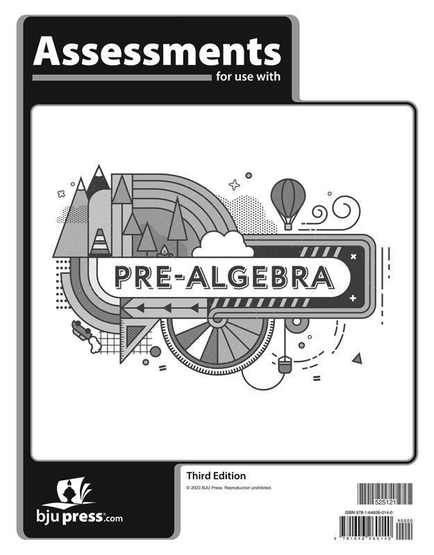 BJU Bob Jones Pre-Algebra Assessments 3rd edition