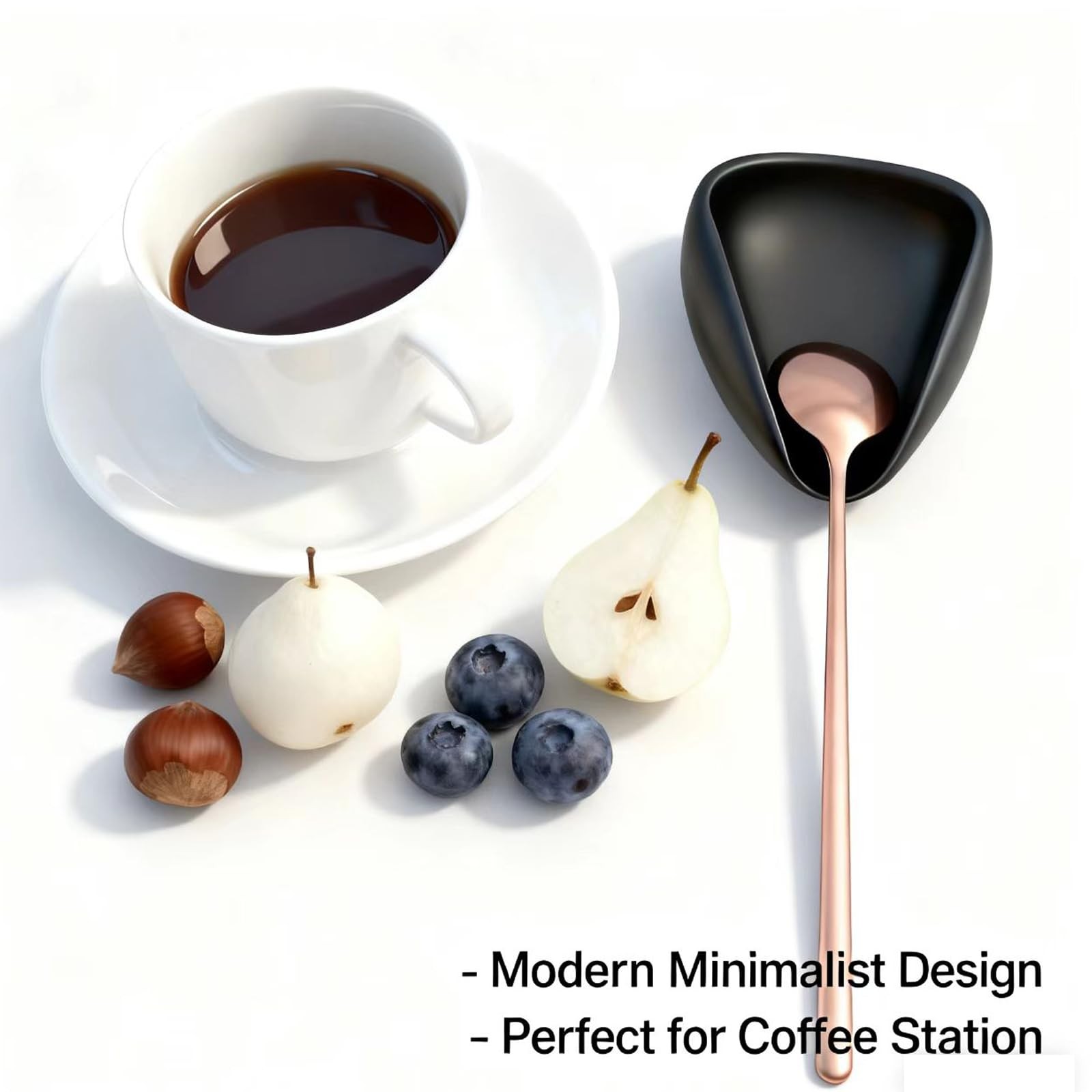 Ceramic Coffee Bean Dosing Cup + Sprayer Gift Set, coffee spray set, Black