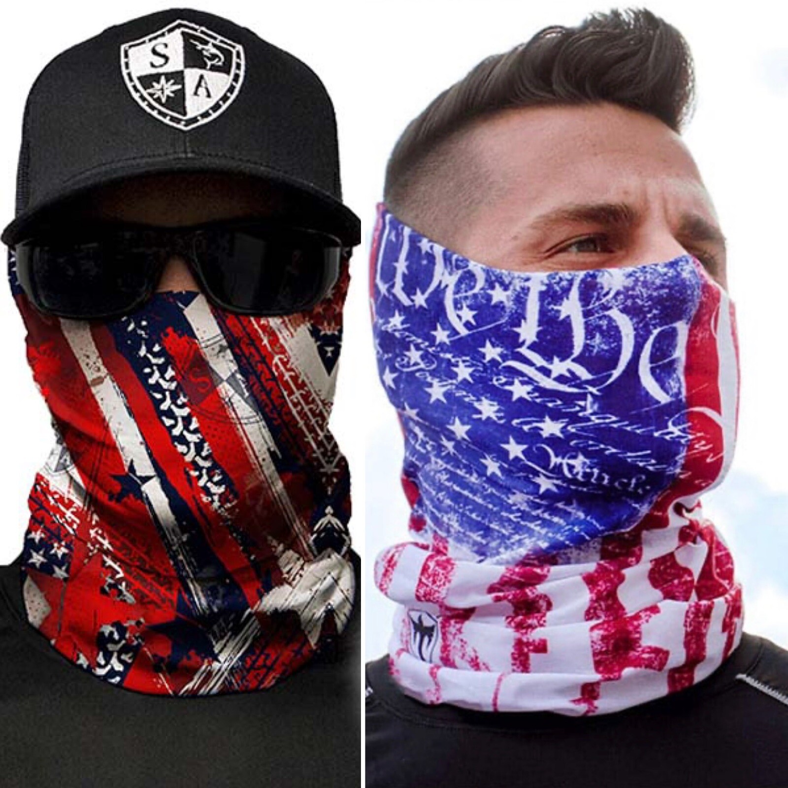 Get 2. Salt Armour Fishing Shield/Masks 1 We The People w/Guns + 1 American Flag