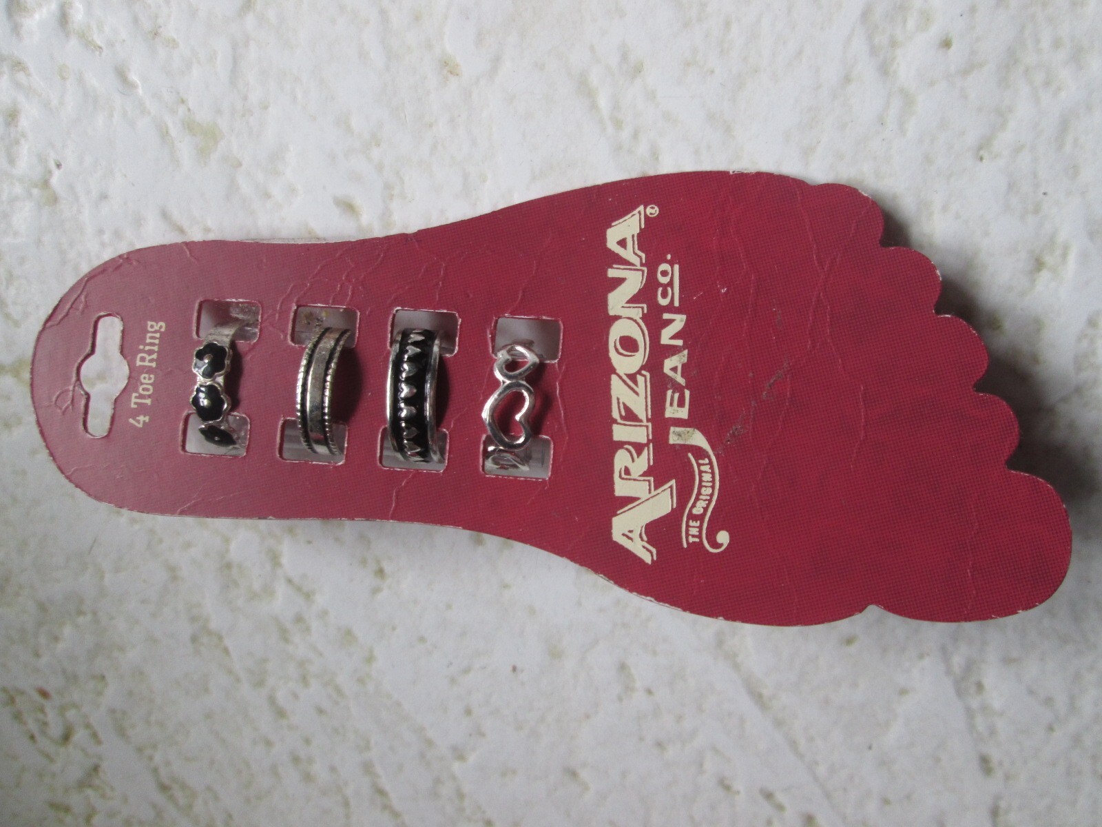 ARIZONA JEANS CO SET 4 TOE RINGS SUMMER FASHION JEWELRY FOOT SILVER TONE BEACH