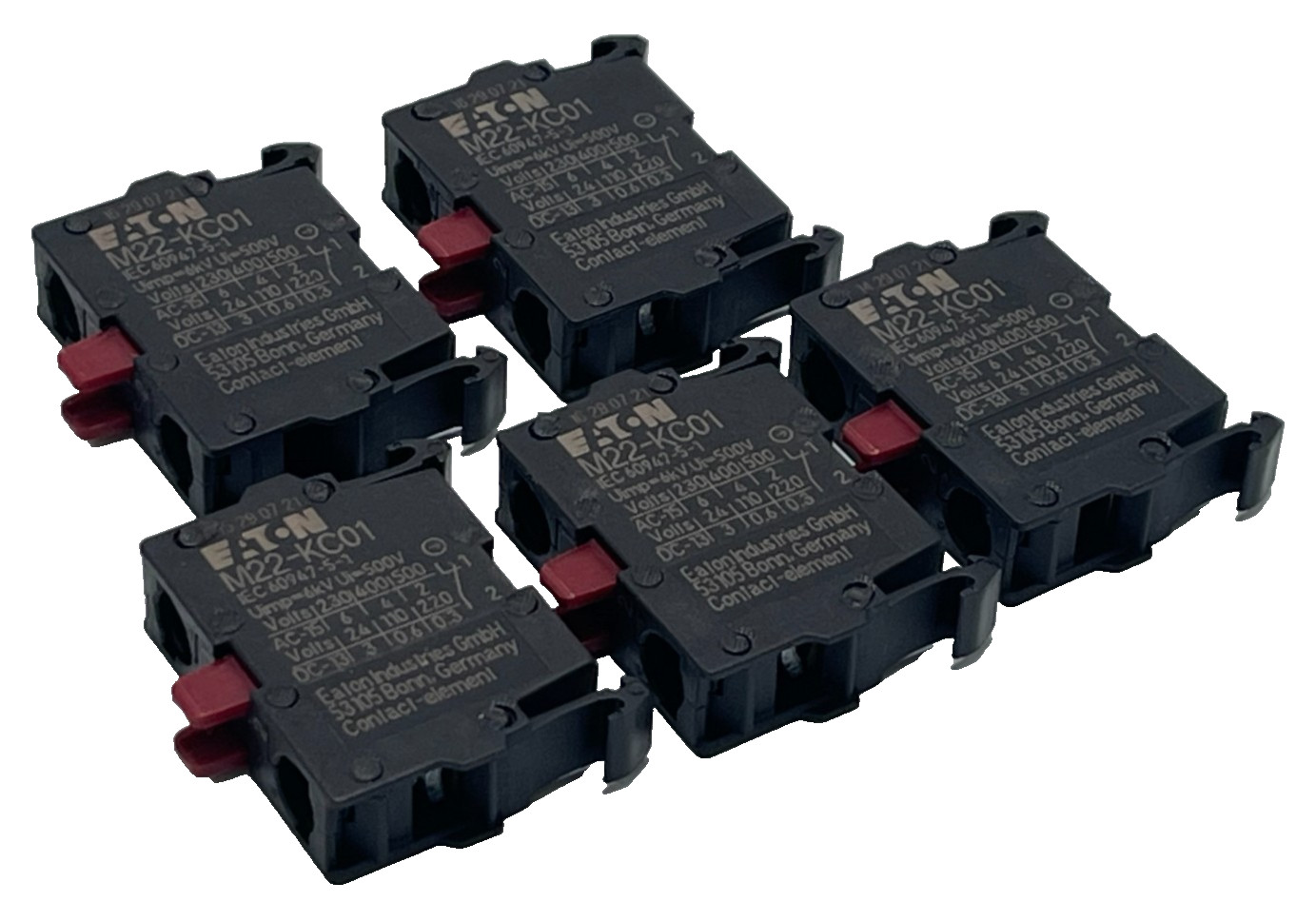 LOT OF 5 Eaton M22-KC01 22.5mm Contact Block 1 NC for M22 Pushbutton, NSNP