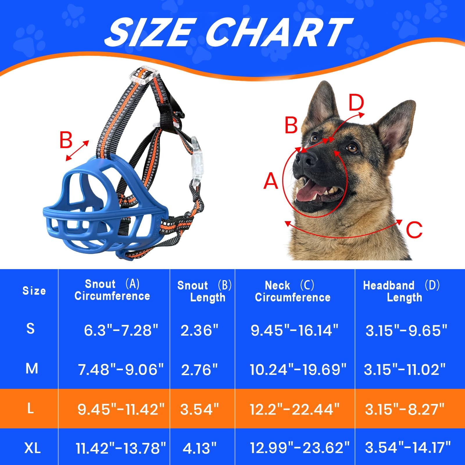 Dog Muzzle, Basket Muzzle for Small Medium Large Dogs, Anti-Biting and Chewin...