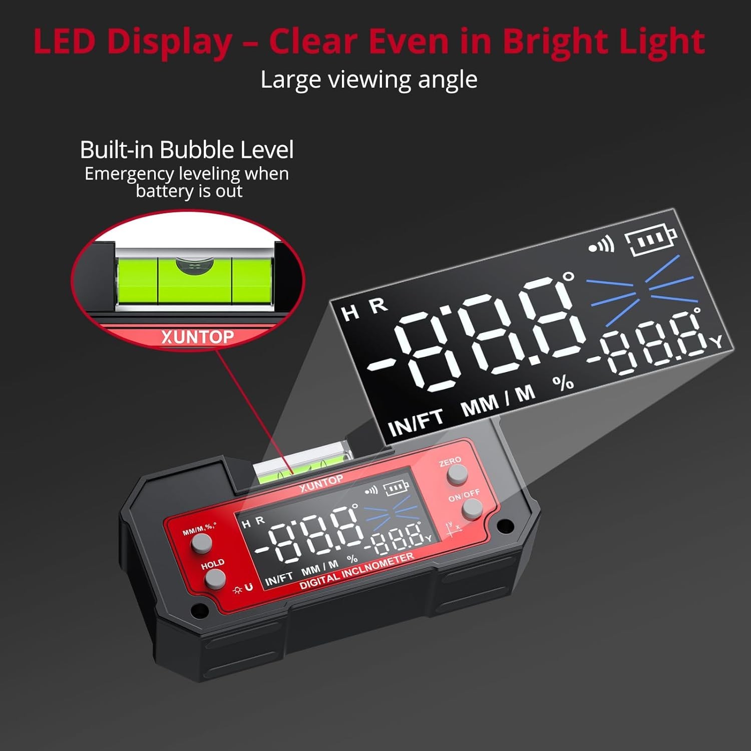 User-Friendly Dual Axis Angle Finder with Rechargeable Battery for Professionals
