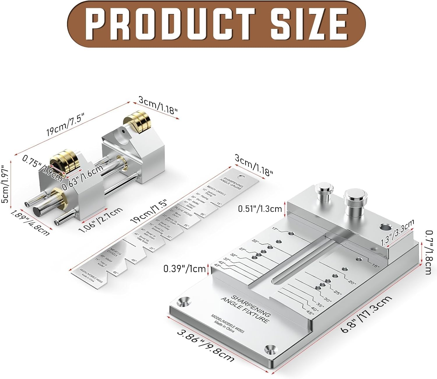 Chisel Sharpening Jig Kit All Metal Sharpening Fine Tools for Chisels and Planes