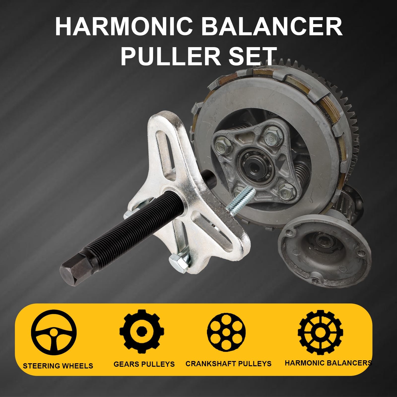 syizyen 46PCS Harmonic Balancer Puller Set, Automotive Power Steering Wheel...