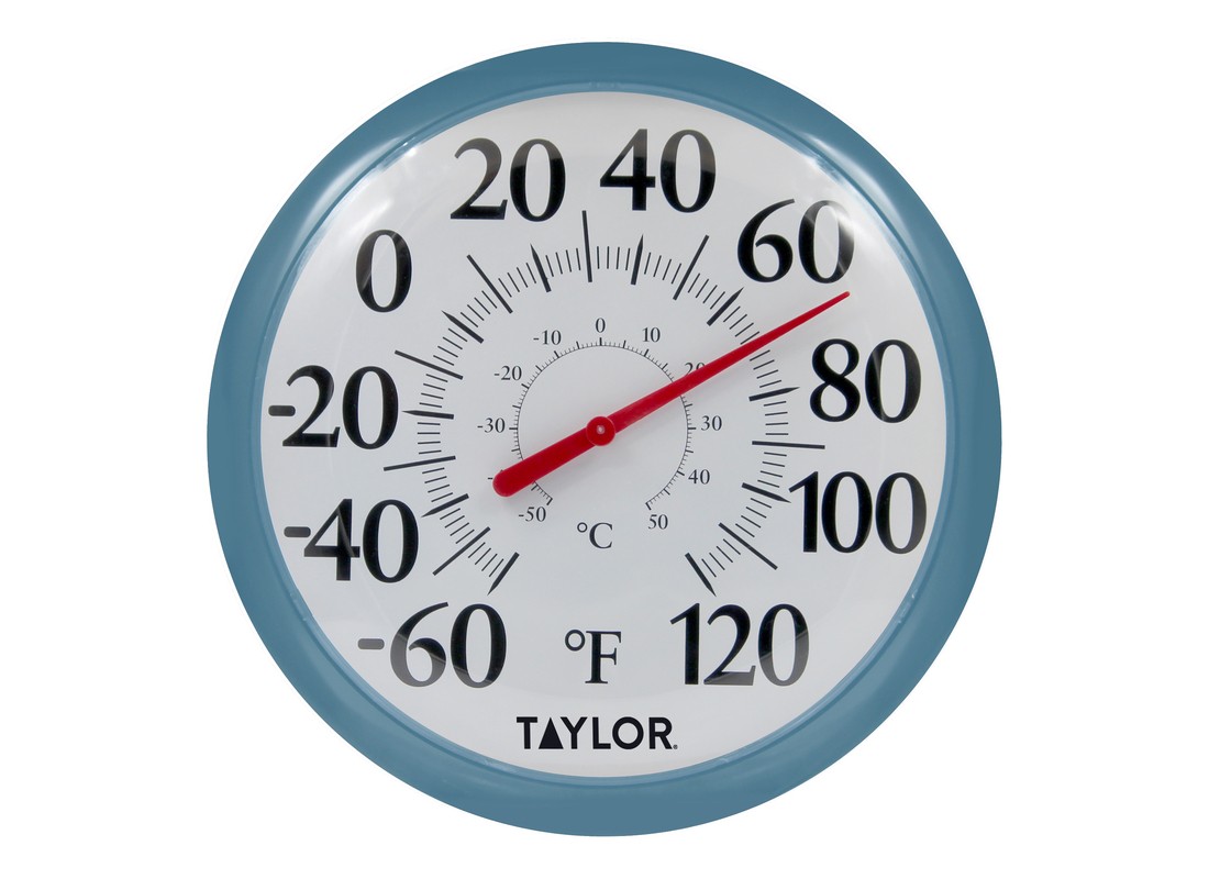 Dial Thermometer Big and Bold Bezel Plastic Teal 13.25" Teal