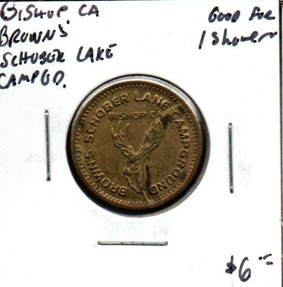 Bishop California - Brown's Schuber Lake Campground - Shower token