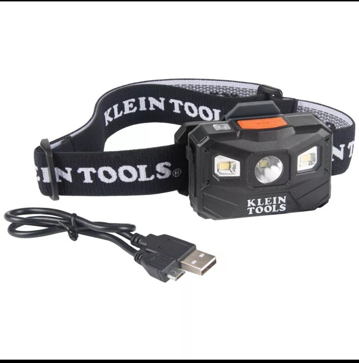 Klein Tools 56048 Rechargeable Headlamp with Strap, 400 Lumen All-Day Runtime, A