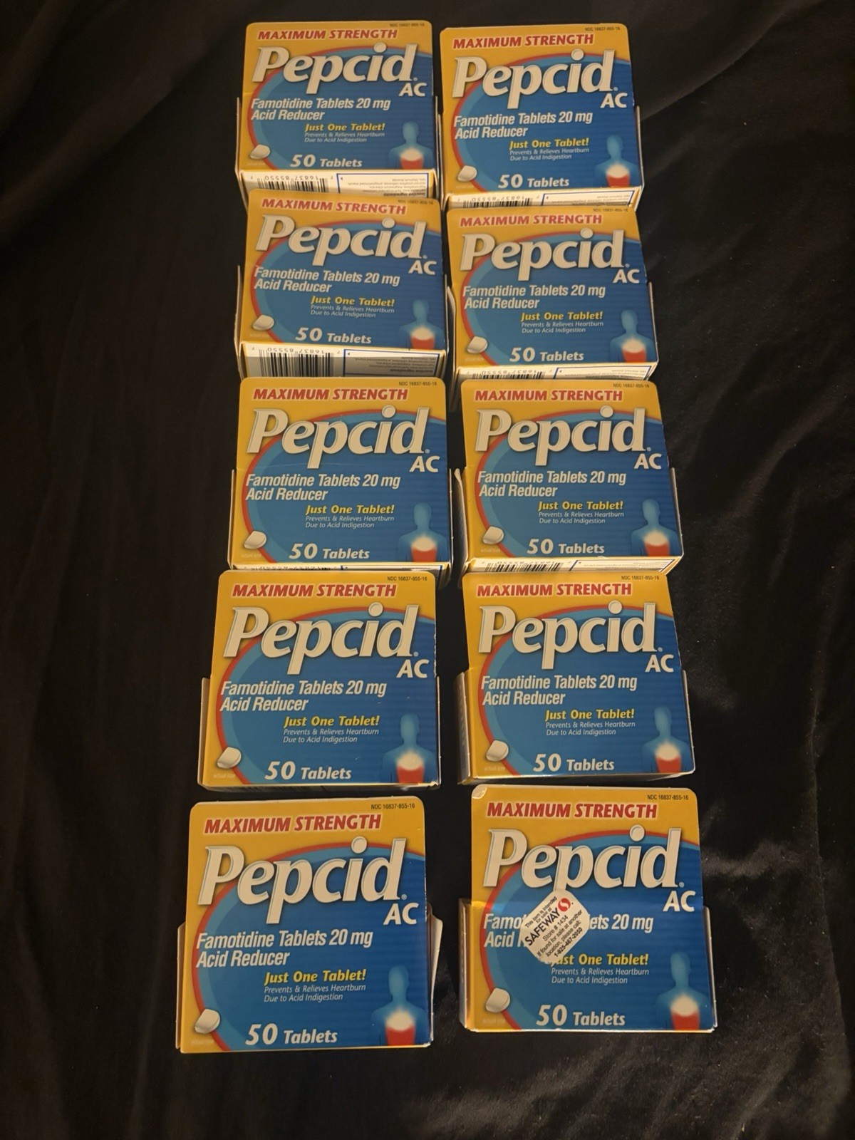 LOT OF 10 Pepcid AC Maximum Strength Acid Reducer 20mg Tablets 50 ct EXP 2028+