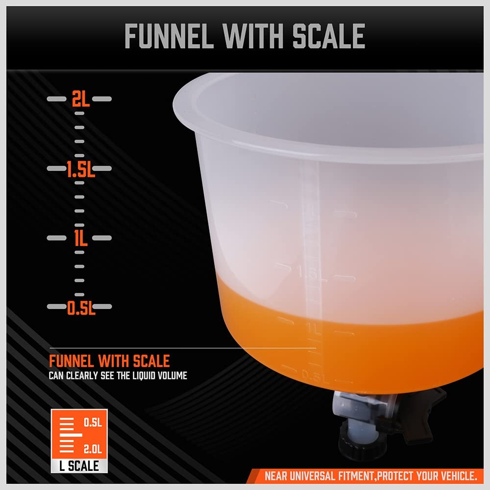 HORUSDY No-Spill Coolant Funnel Kit, Spill Proof Bleeder with Clear