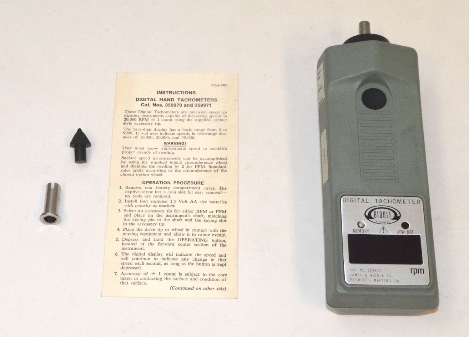 Biddle 359970 Digital Handheld Tachometer *Used*