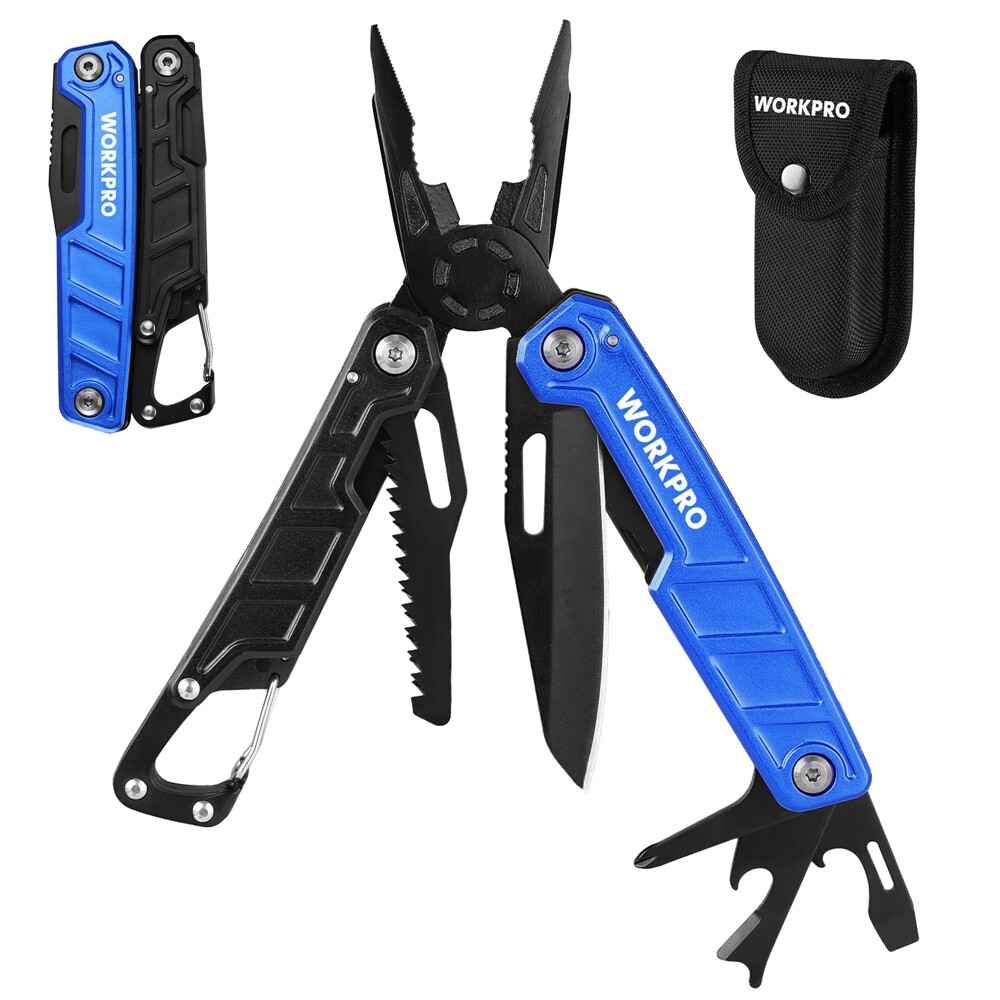 WORKPRO Multitool-11 in 1 Multitool Pliers w/Pocket Clip Sheath-EDC Multi Knives