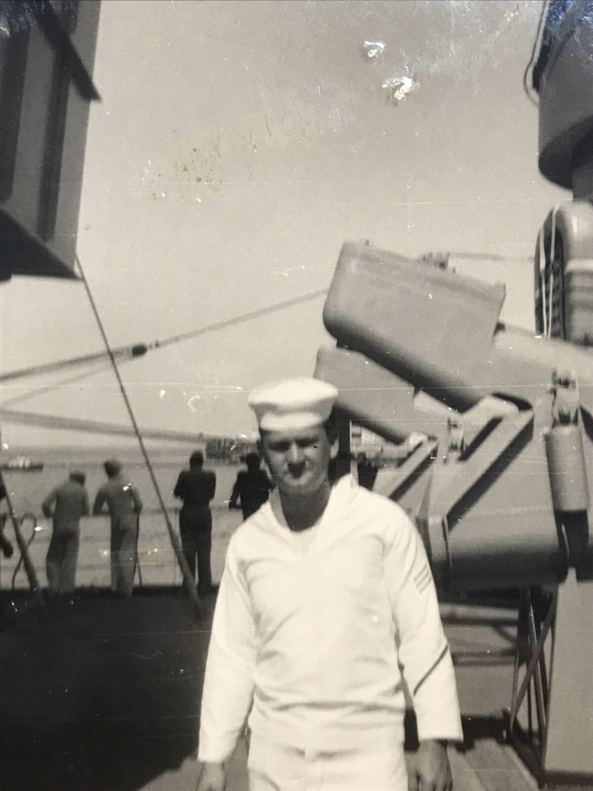 Sailor On Carrier Ship Navy Picture Snapshot Photograph Vintage Picture