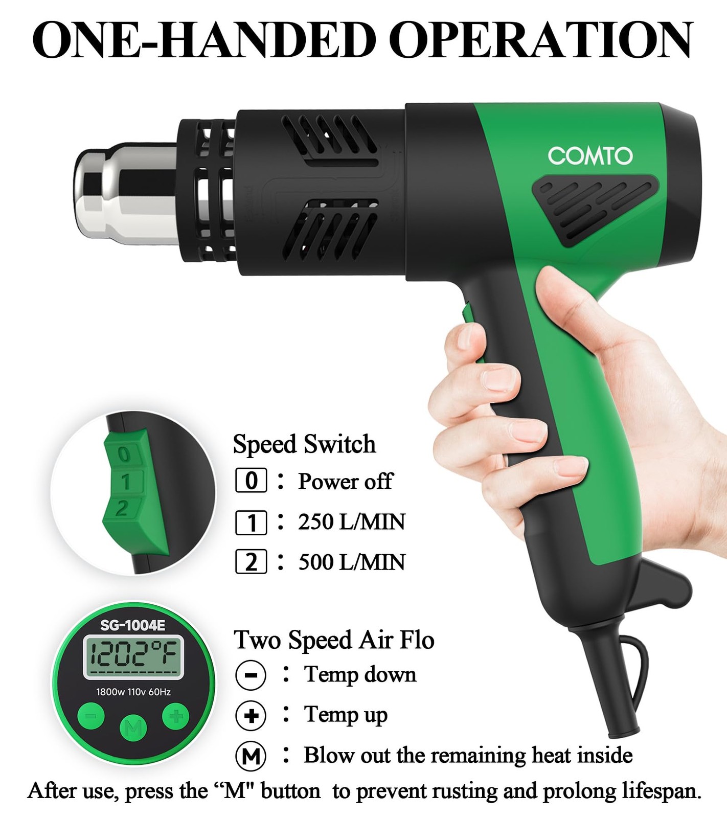 New Best 1800W Heat Gun with LCD Digital Display Variable Temperature Control