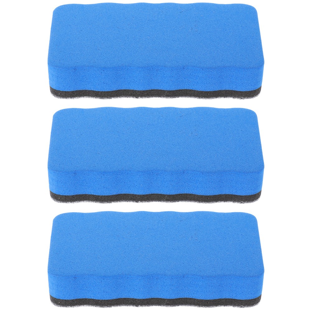 3Pcs Comfortable Grip Blue Whiteboard Erasers for Office Classroom Use