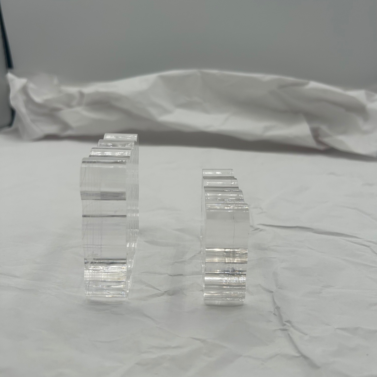 Scrapbook.com Acrylic Stamping Blocks Clear Scalloped Edge Grid 2pc Set