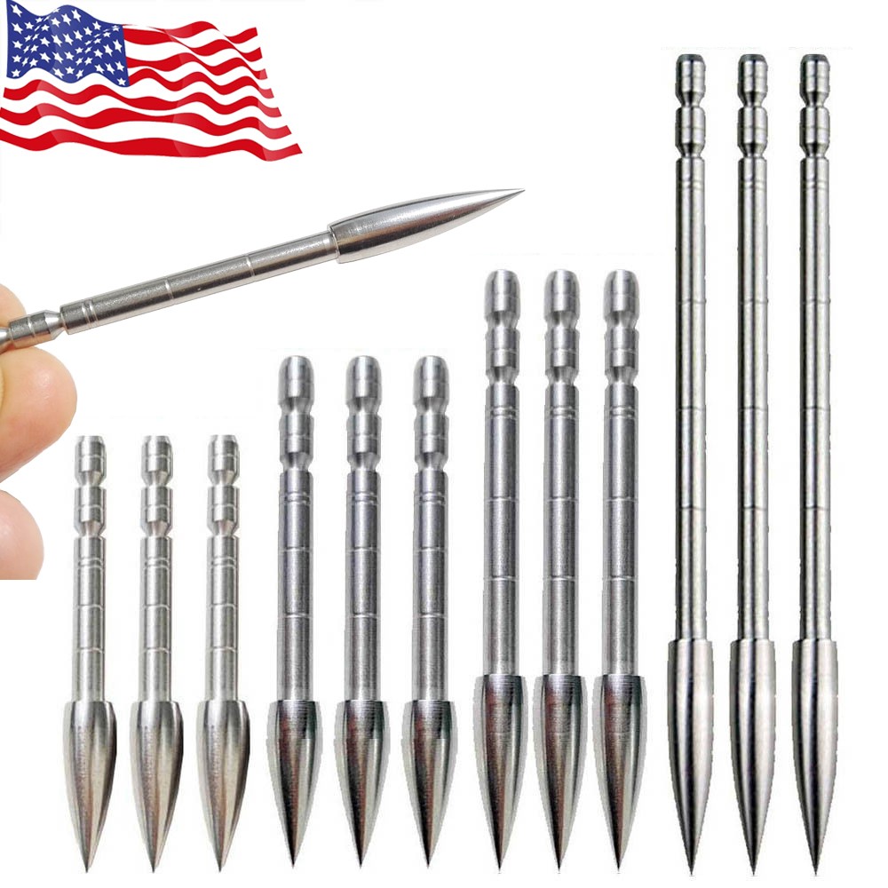 12X Archery Arrowheads Insert Tips Point 100-200gr ID4.2mm Arrow Practice Target