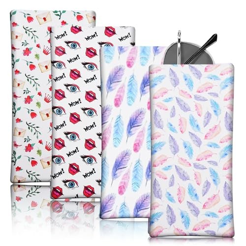 Pcs Glasses Case Set with Assorted Patterns, Portable Eyewear One Size 4 Small