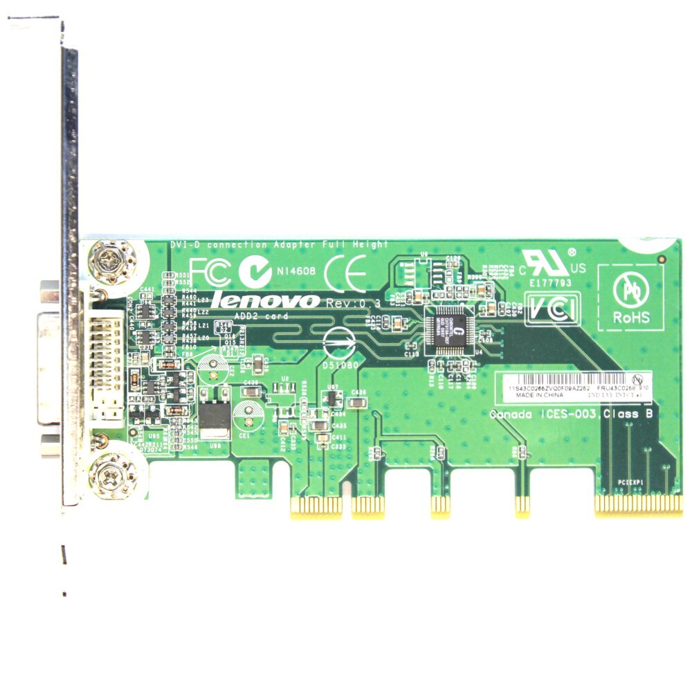 IBM Lenovo DVI-D PCI-E Video Connection Graphic Adapter Card ADD2 FRU 43C0258