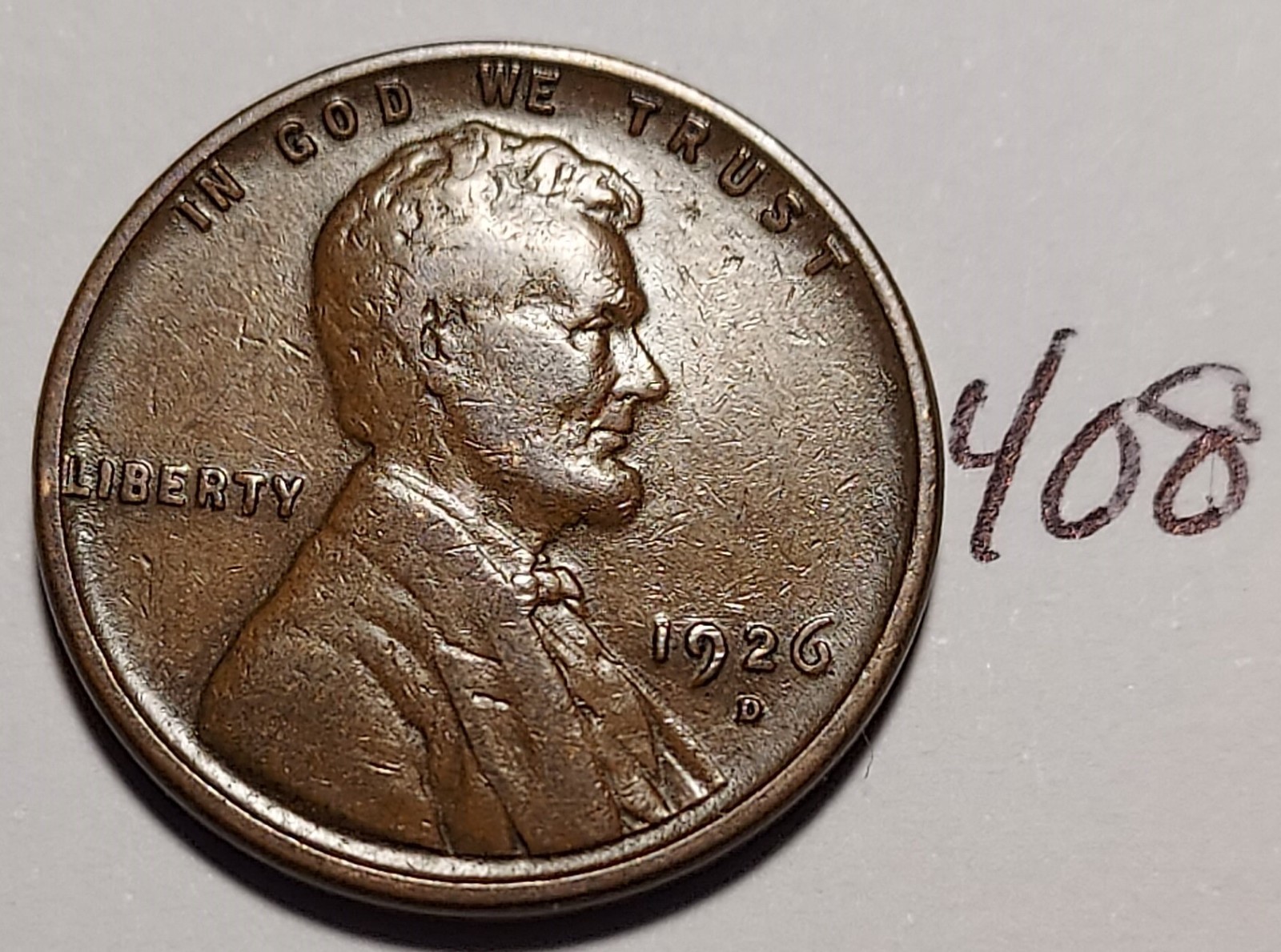 1926-D Lincoln Wheat Cent  FINE  #408