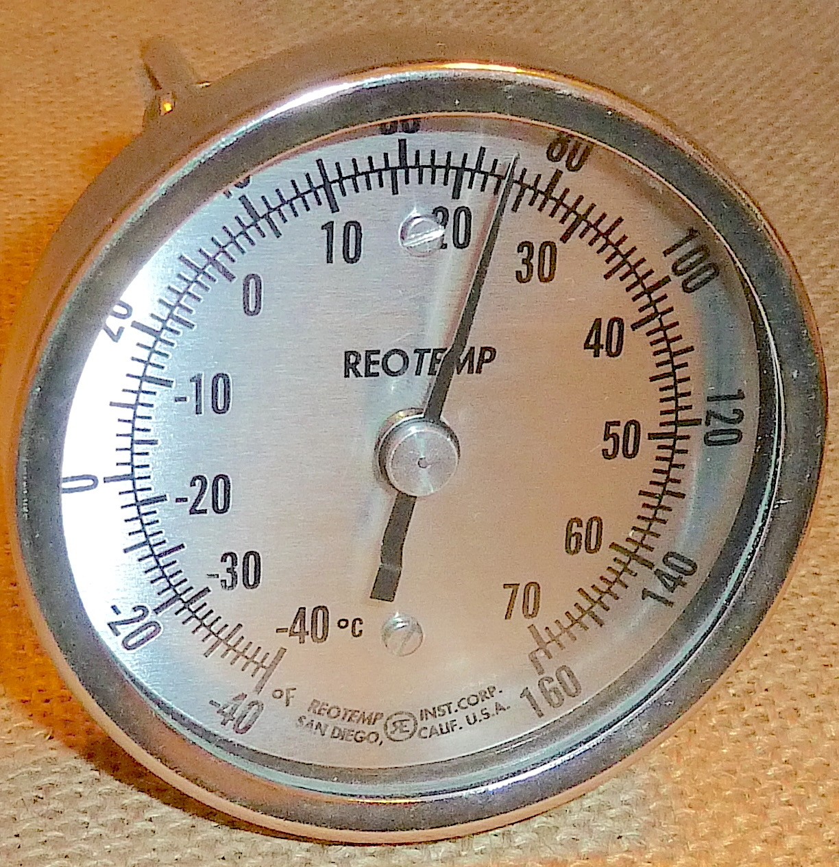 REOTEMP BIMETAL ADJUSTABLE ANGLE THERMOMETER -40-160F & -40-70C GAUGE 3” FACE
