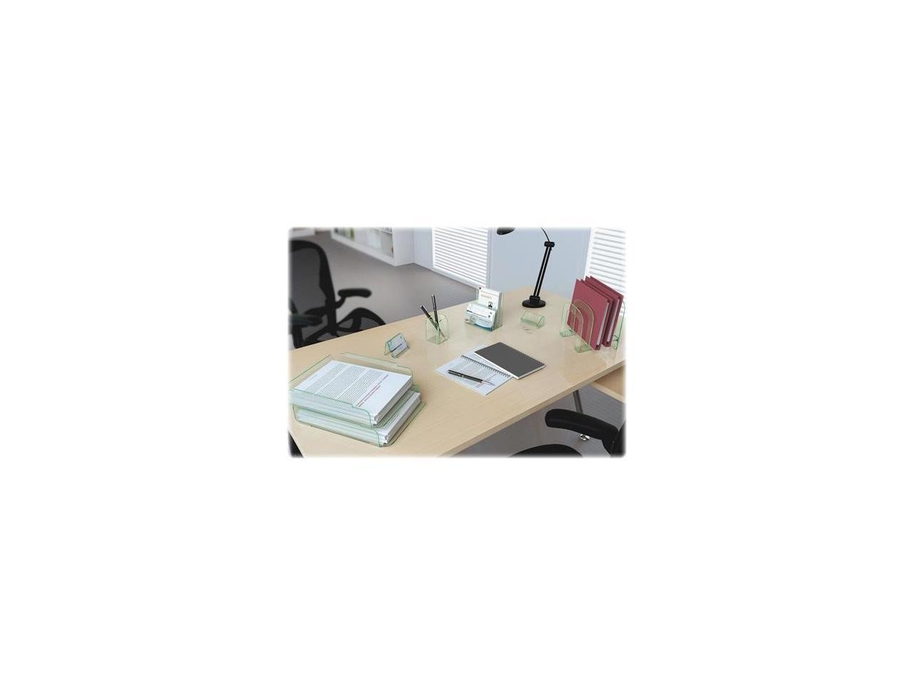 Lorell Single Stack Letter Tray 10"x13-1/4"x2-1/2" CL/GN Acrylic 80654