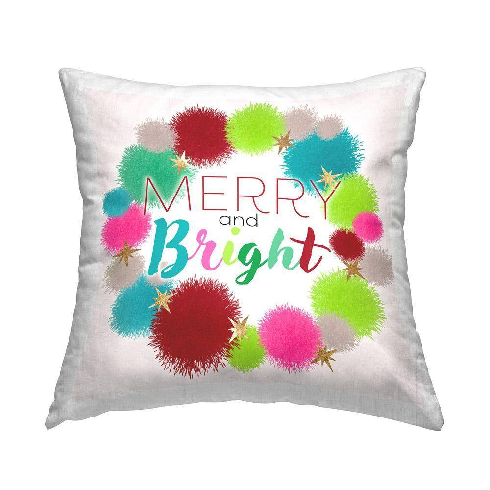 Merry and Bright Fun Holiday Multi-Color Geometric Polyester 18In. X 18In. Throw