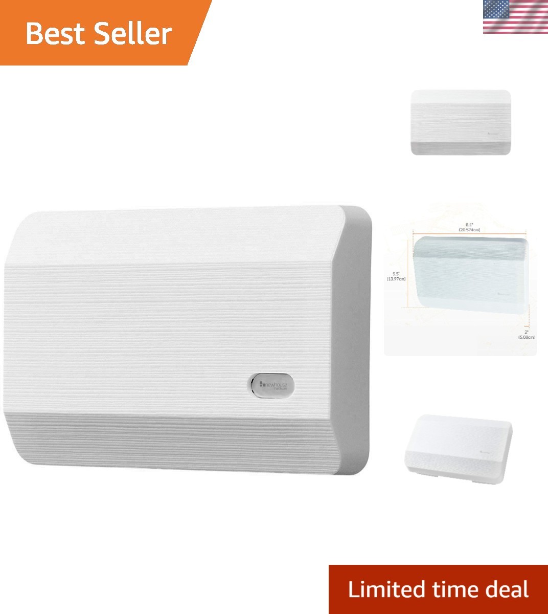 Durable White Doorbell Chime with Classic Sounds - 2-  Included