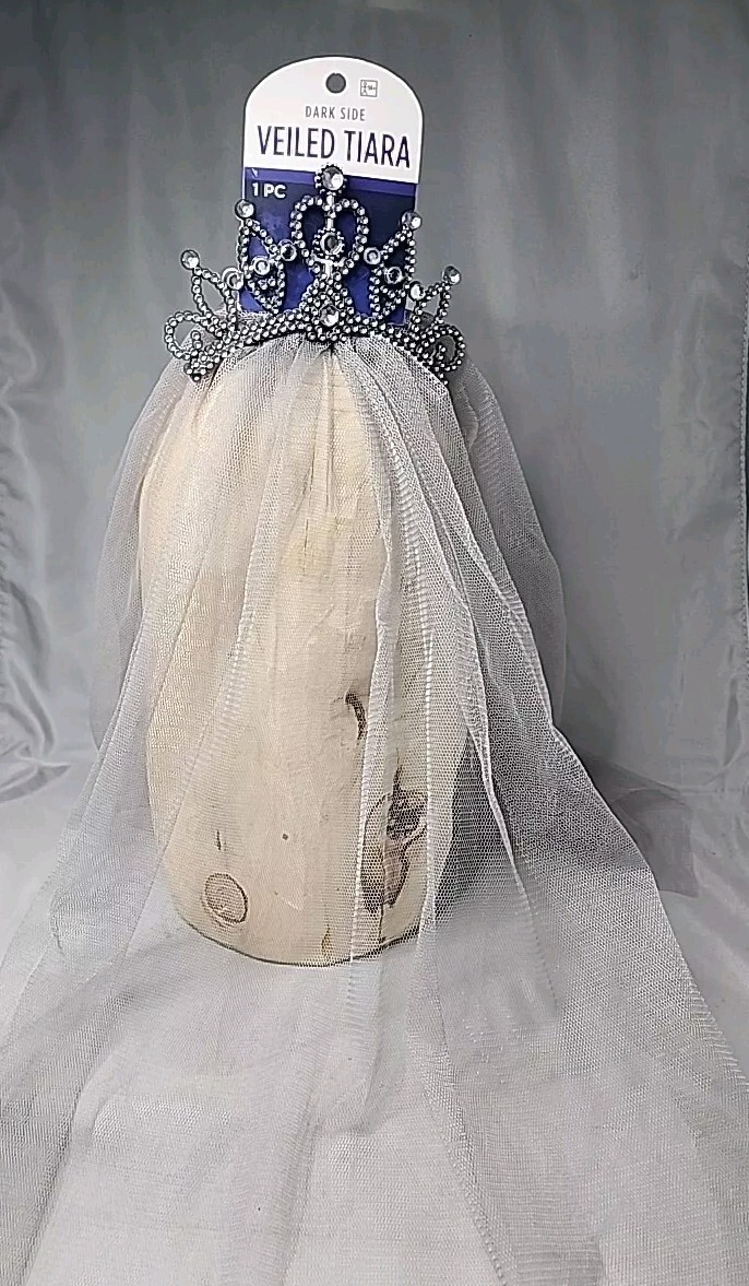 Veiled Tiara Ghost Grey Suit Yourself Fancy Dress Up Halloween Costume Accessory