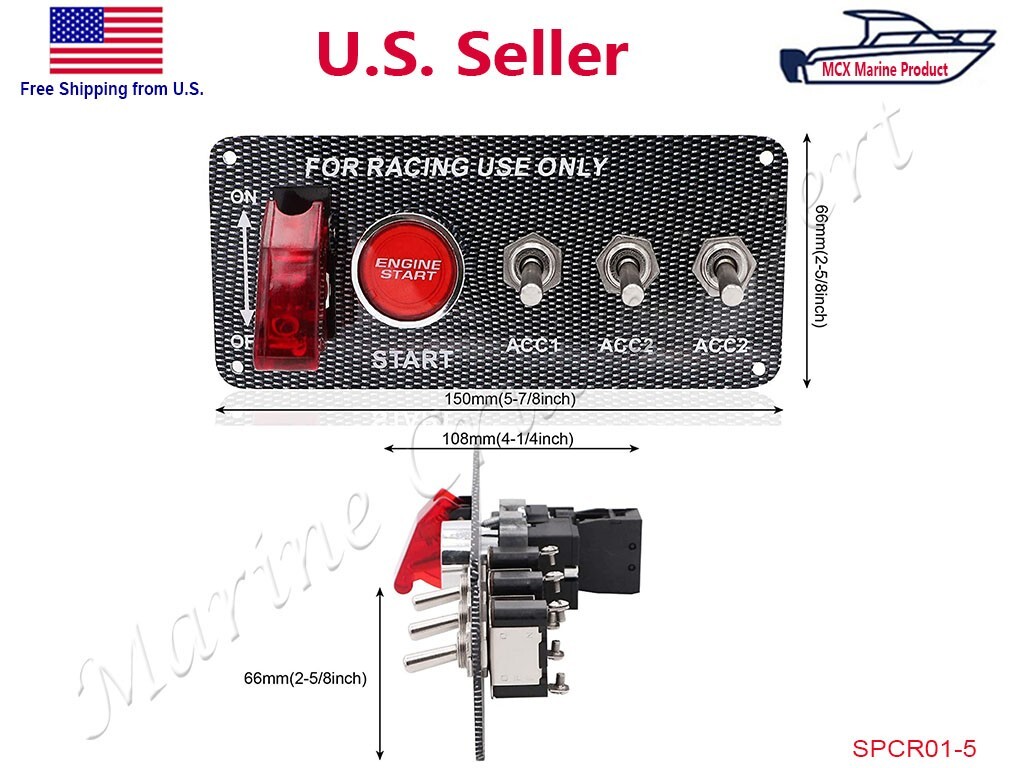 Racing Car Ignition Switch Engine Start Push Button Toggle Panel