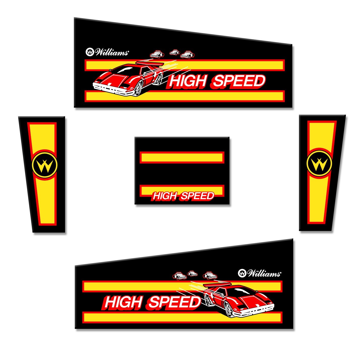 High Speed Pinball Side Art & Head Full Replacement Decal Kit