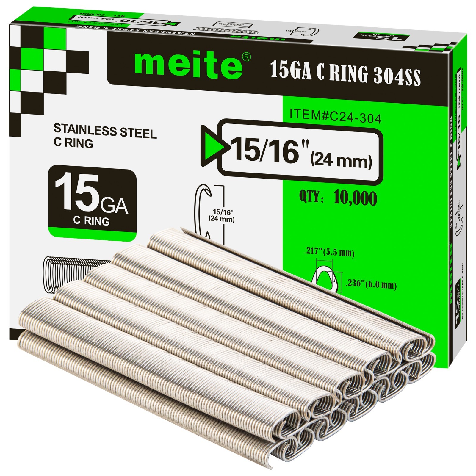 10000 Counts meite 15 Gauge 3/4" Hog Rings Staples Stainless Steel/Galvanized