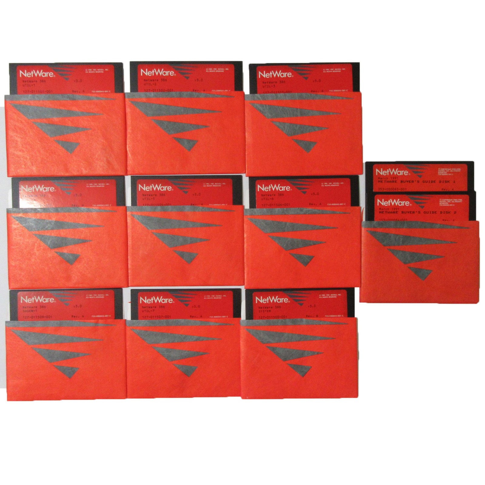 NOVELL ® NetWare ® 3.0 For DOS On Eleven 11 5.25" Floppies © 1991 New Old Stock