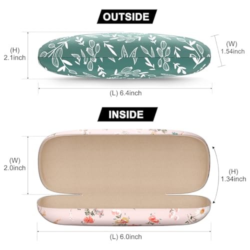 Eyeglasses Case, Hard Shell Protective Case for 3 Pack-watercolor Flowers