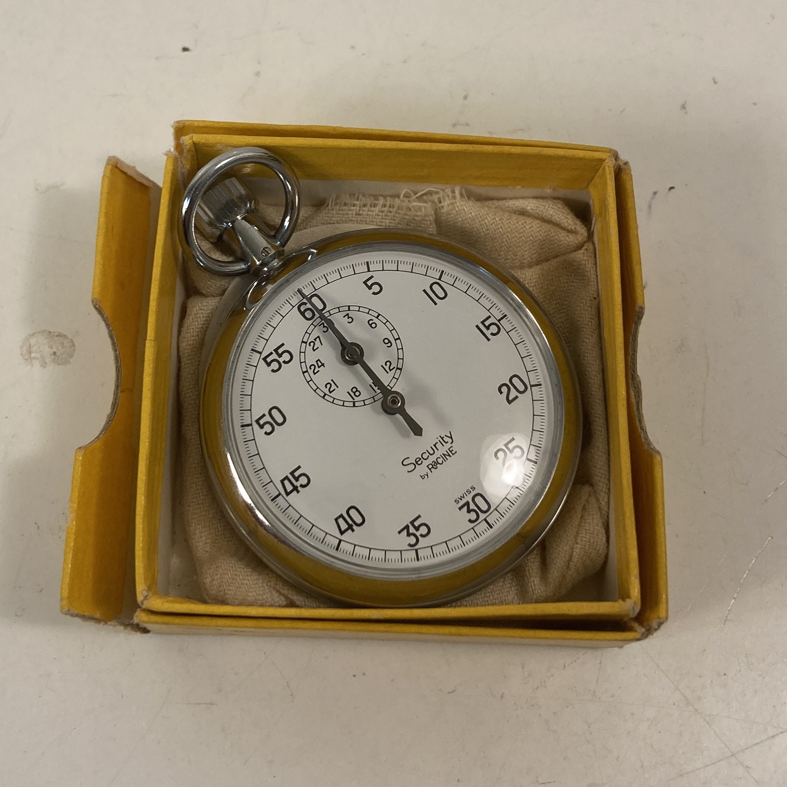 Security By Racine Made In Switzerland With Box Tested & Works 30 Min Stopwatch