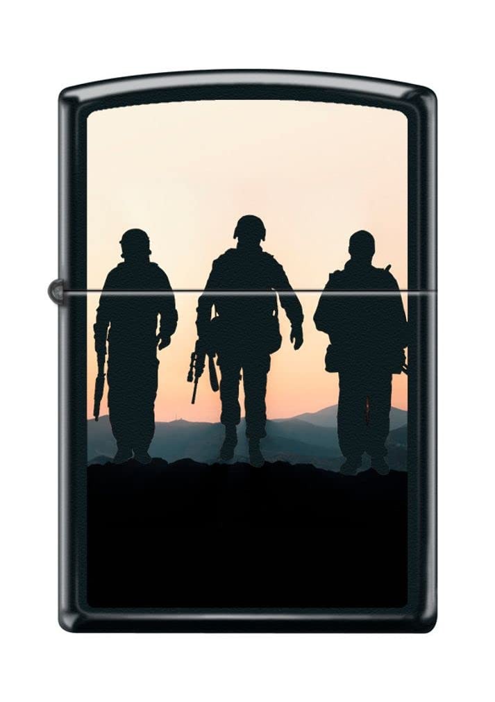 Zippo Lighter- Soldiers at Sunset Silhouette Black Matte Windproof #Z5147