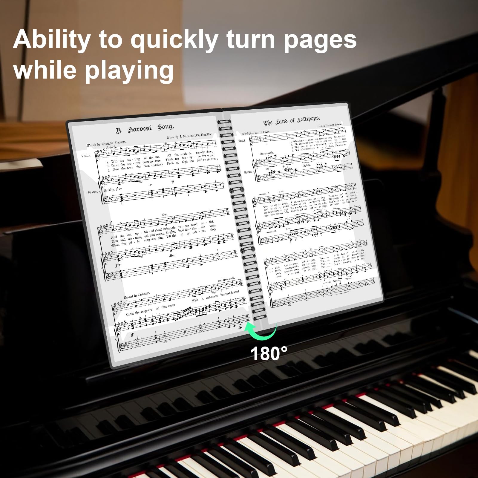 Sheet Music Folder, Premium Spiral Binder Organizer for Black