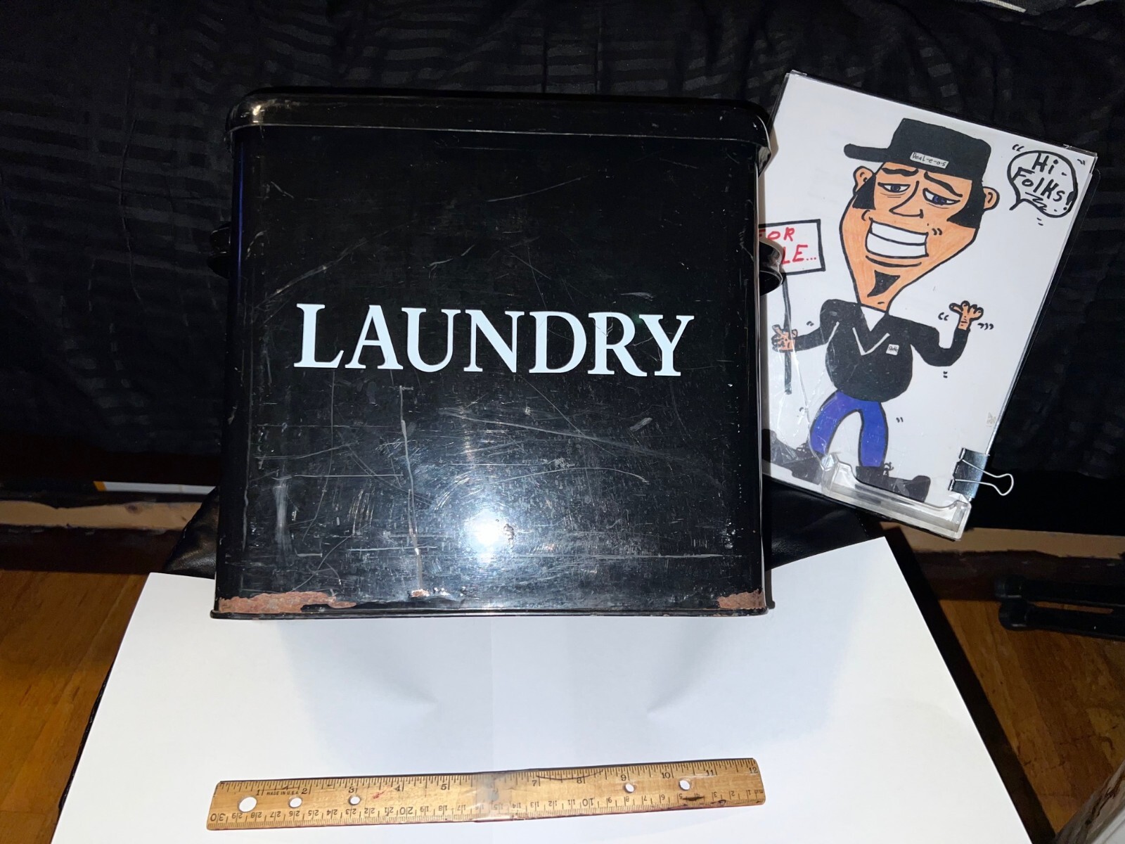 METAL LAUNDRY POWDER Container FARMHOUSE Detergent BIN SIDE & TOP HANDLES COOL👕