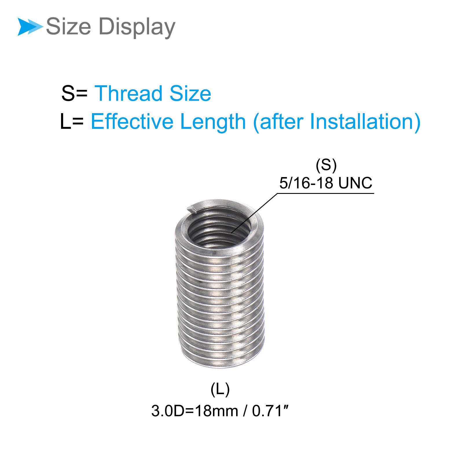 10pcs 5/16-18 UNC 3.0D Wire Thread Repair Insert Helical Type Coiled