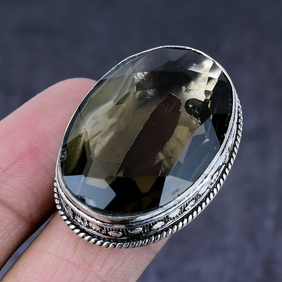 Smoky Quartz Gemstone 925 Steling Silver Jewelry Ring Size 6.5 Gift for Her C690