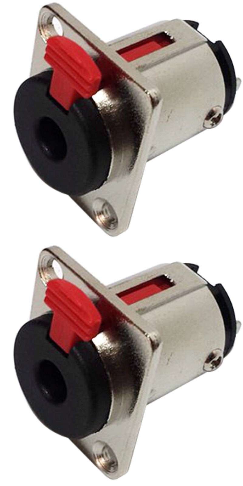 CESS 6.35mm TRS Stereo Female Square Panel Mount Socket, 2 Pack