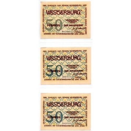 1920 Germany Westerburg Notgeld Set of 3 Notes (1522)