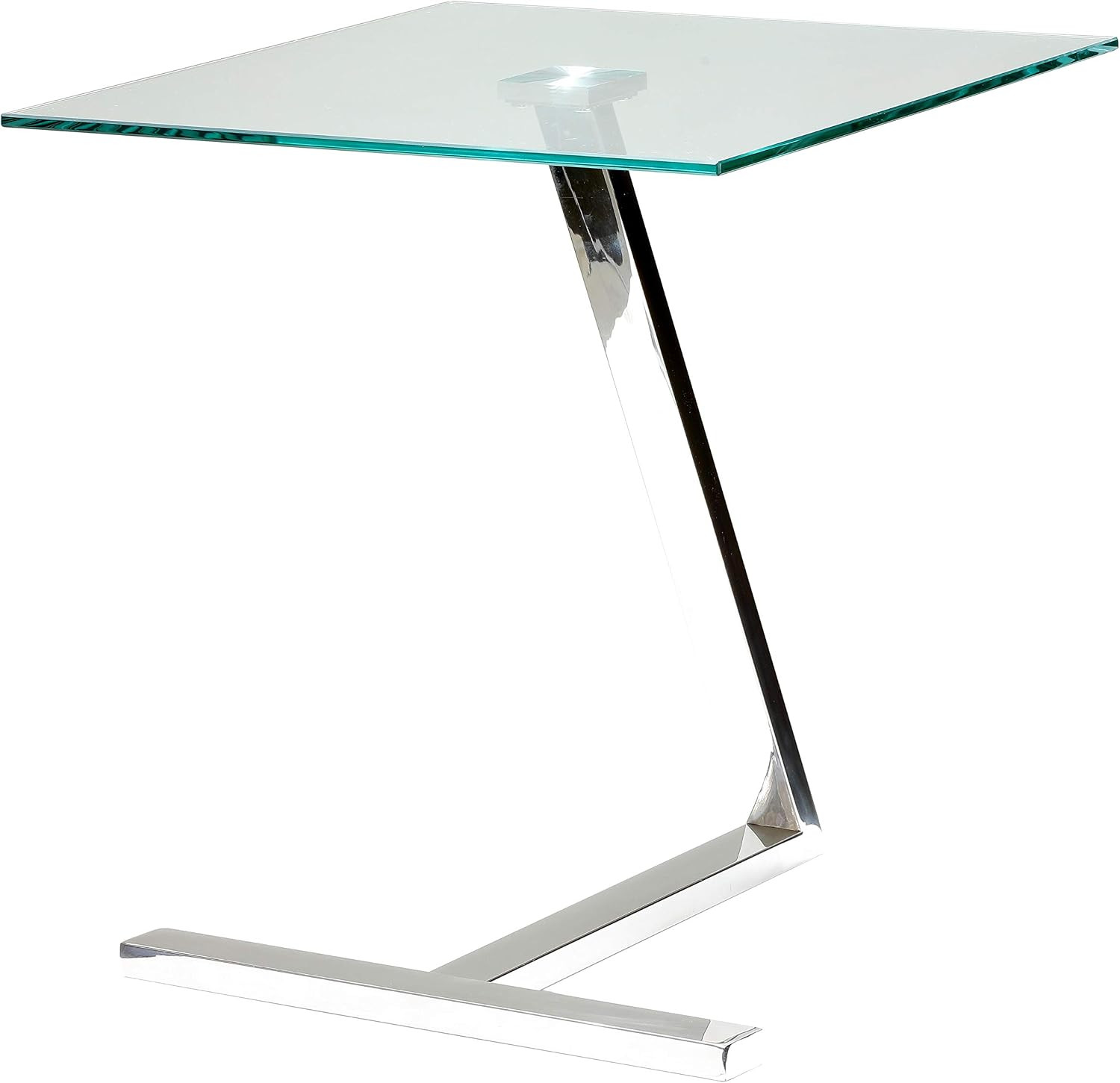 Zee Square Glass End Table, 18X18X20, Chrome