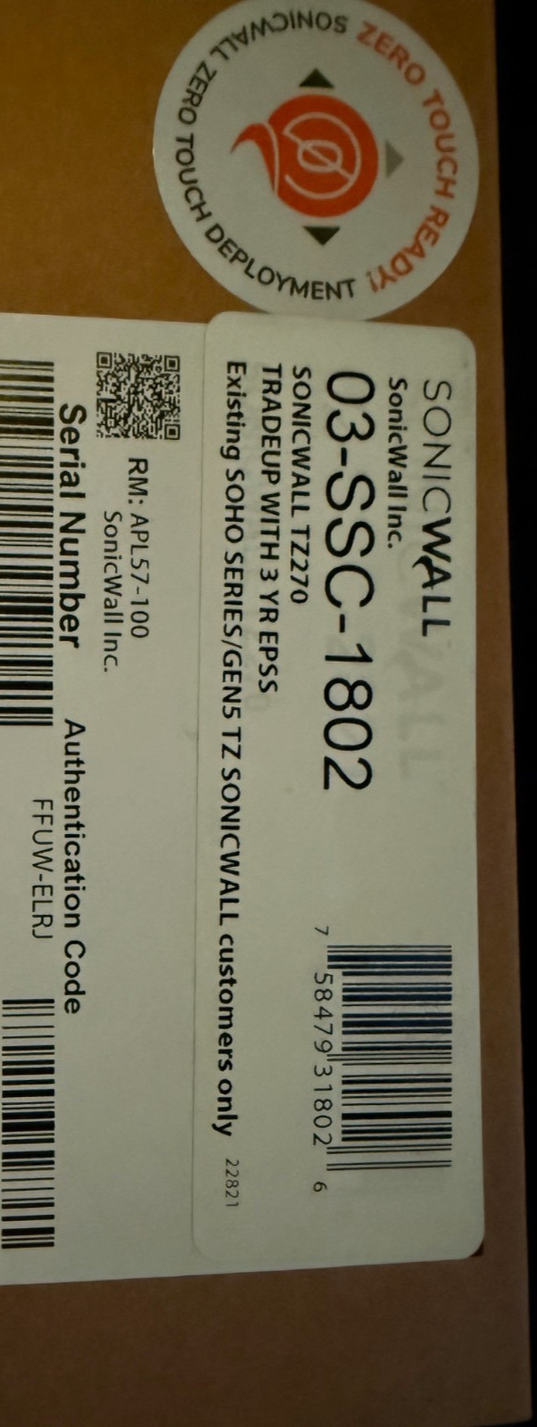 SonicWall TZ270 PRIMARY Appliance | ESSENTIAL Security services till 04/2031 !!